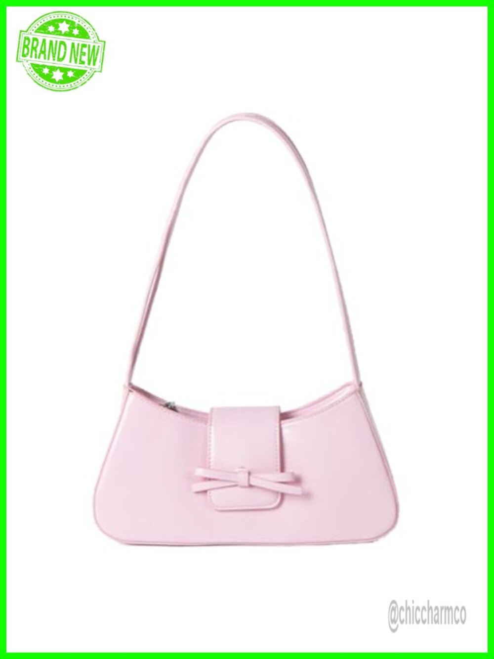 Patent Leather Hobo Shoulder Bag Y2K Bow Purse Clutch